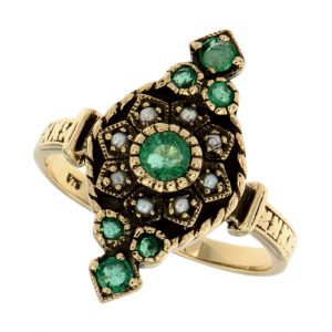 Emerald Pearl Halo Ring (R1214)