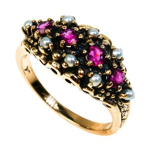 Ruby Pearl Cluster Ring (R1217)