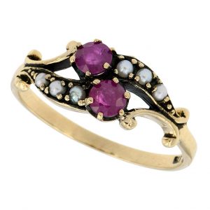 Ruby Pearl Cluster Ring (R1224)