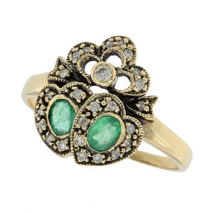 Emerald Diamond Halo Ring (R1229)