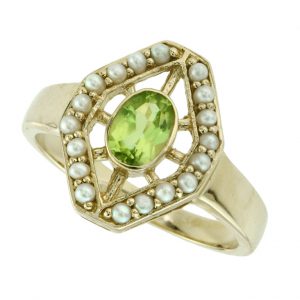 Peridot Pearl Halo Ring (R1230)