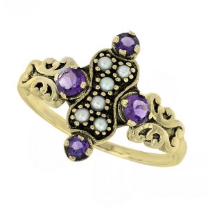 Amethyst Pearl Cluster Ring (R1232)