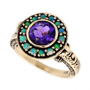 Amethyst Opal Halo Ring (R1234)