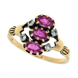 Ruby Blue Topaz Cluster Ring (R1238)
