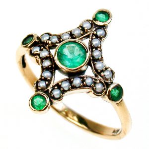 Emerald Pearl Halo Ring (R1259)
