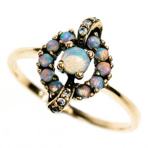 Opal Diamond Halo Ring (R1265)