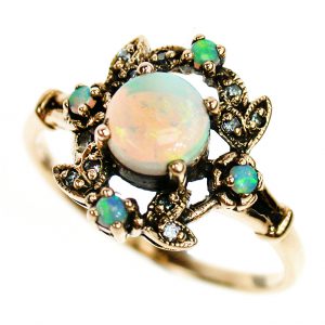 Opal Diamond Halo Ring (R1266)