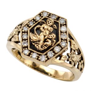 Onyx Diamond Halo Ring (R1271)