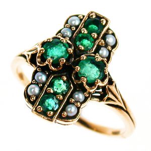 Emerald Pearl Cocktial Cocktail Ring (R1279)
