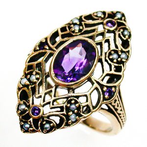 Amethyst Pearl Enagaement Ring (R1280)