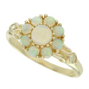Opal Diamond Cluster Ring (R1281)