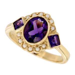 Amethyst Pearl Halo Ring (R1282)