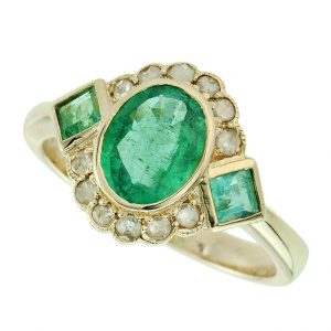 Emerald Diamond Halo Ring (R1282)