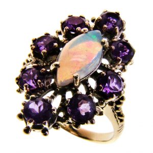 Opal Amethyst Cocktail Halo Ring (R1283)