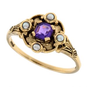 Amethyst Pearl Solitaire Ring (R1285)