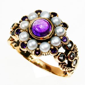 Amethyst Pearl Blue Topaz Ring (R1301)