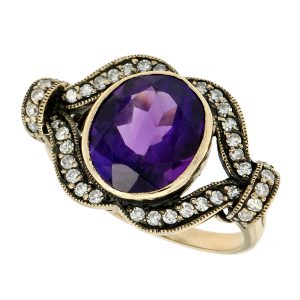 Amethyst Diamond Halo Ring (R1304)