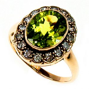 Peridot Diamond Halo Ring (R1308)