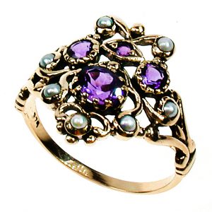 Amethyst Pearl Cluster Ring (R1325)