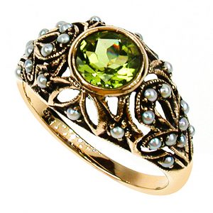 Peridot Pearl Cocktail Ring (R1326)