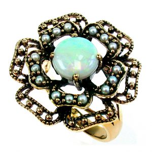 Opal Pearl Halo Ring (R1349)