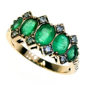 Emerald Diamond Half Eternity Ring (R1370)