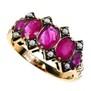 Ruby Pearl Half Eternity Ring (R1370)