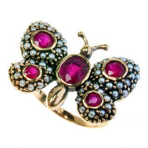 Ruby Pearl Butterfly Animal Ring (R1378)