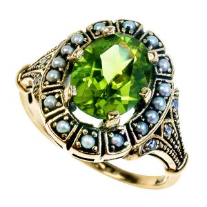 Peridot Pearl Halo Ring (R1379)