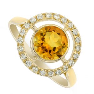 Citrine Diamond Halo Ring (R1425)