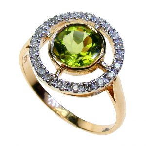 Peridot Diamond Halo Ring (R1425)