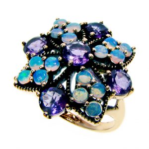 Amethyst Opal Halo Ring (R1428)
