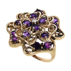 Diamond Amethyst Cluster Ring (R1444)