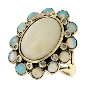 Opal Diamond Halo Ring (R1506)