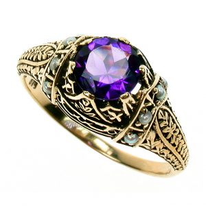 Amethyst Pearl Solitaire Ring (R1533)