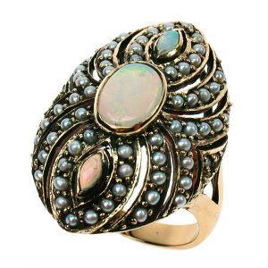 Opal Pearl Diamond Halo Ring (R1654)