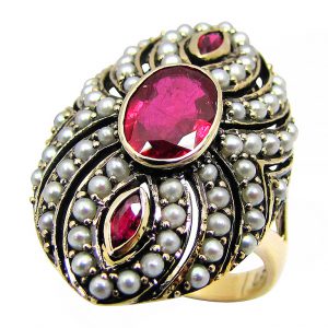 Ruby Pearl Halo Ring (R1654)