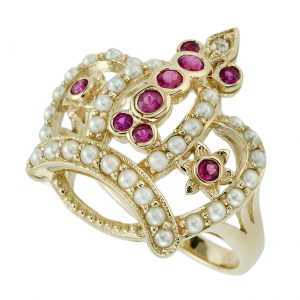 Ruby Pearl Diamond Crow Ring (R1655)