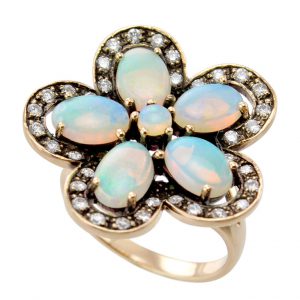 Opal Diamond Cluster Ring (R2290)