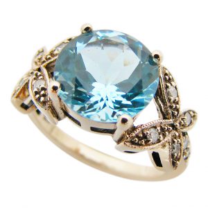 Blue Topaz Diamond Solitaire Ring (R2426)