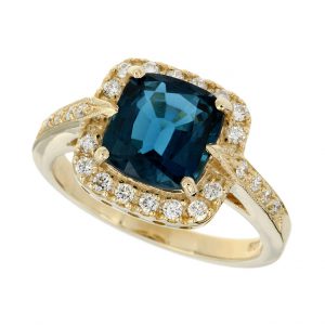 London Blue Topaz Diamond Halo Ring (R2511)