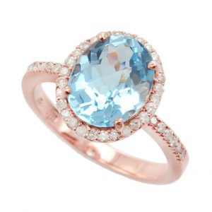 Sky Blue Topaz Diamond Halo Ring (R2512)