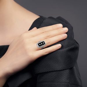 Alternative view of Diamond Onyx Ring (R1697)