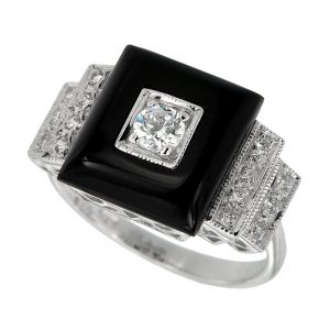 Diamond Onyx Engagement Ring (R1963)