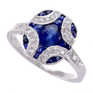 Blue Sapphire Diamond Ring (R2554)