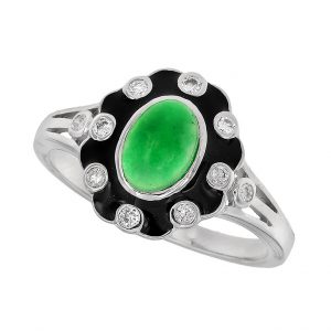Jade Diamond Enamel Ring (R2826)