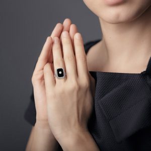 Alternative view of Diamond Onyx Ring (R3239)
