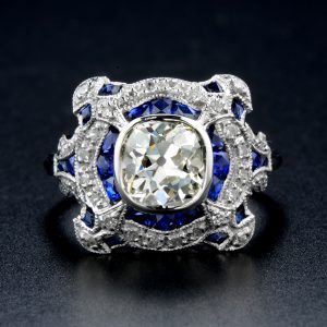 Diamond Sapphire Engagement Ring (R3601)