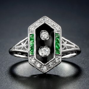 Diamond Emerald Enamel Ring (R3903)