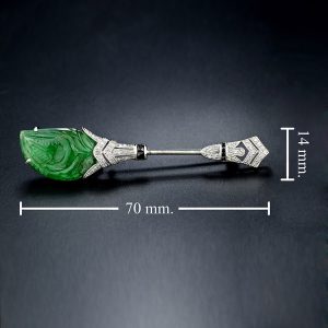 Alternative view of Hand-Carved 16.66 Carat Emerald Onyx Diamond W/G Brooch (C0121)